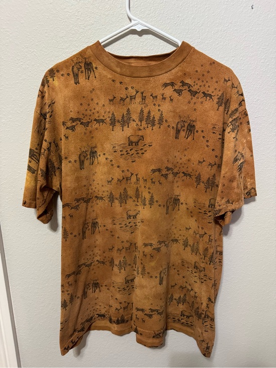 Oneita Other - Men's Brown Nature-Print Short Sleeve Crew Tee